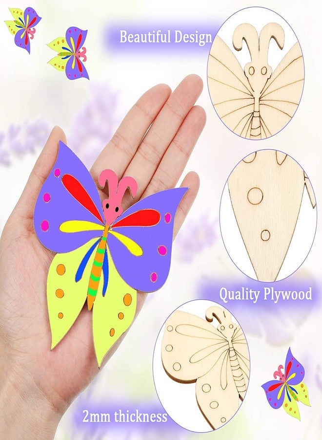 Cliths Pack of 25 Pieces Wooden Unfinished Blank Butterfly to Paint Crafts for Kids Painting, Home Decorations, Fly with a Hole. - Image 3